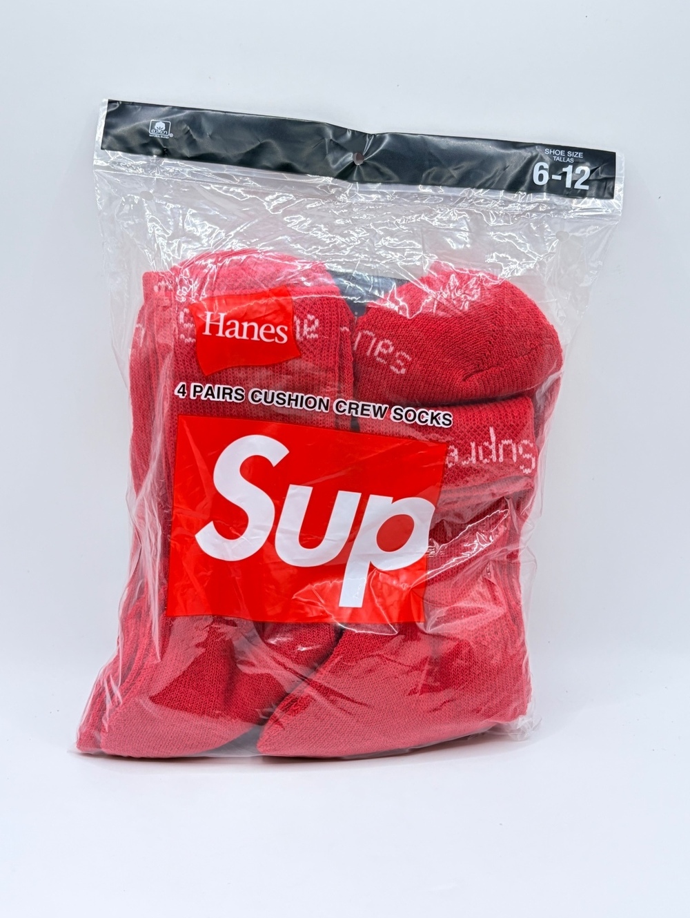 Supreme x Hanes Cushion Crew Socks in Red Size 6-12